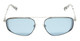 Front View of Elton John STAR STRUCK 3 Unisex Sunglass Silver White Mosaic/Polarized Blue 58mm