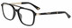 Profile View of Police SPLA53 Designer Progressive Lens Blue Light Blocking Eyeglasses in Gloss Black Gold Unisex Panthos Full Rim Acetate 55 mm