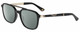 Profile View of Police SPLA53 Designer Polarized Reading Sunglasses with Custom Cut Powered Smoke Grey Lenses in Gloss Black Gold Unisex Panthos Full Rim Acetate 55 mm