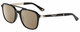 Profile View of Police SPLA53 Designer Polarized Reading Sunglasses with Custom Cut Powered Amber Brown Lenses in Gloss Black Gold Unisex Panthos Full Rim Acetate 55 mm