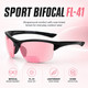 Medspex Sport 202BF FL41 Pink BIFOCAL Migraine Reduction Safety Glasses in Black