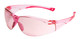 Profile View of Calabria Drop Shot Unisex Men's Women's Pickleball Sunglasses Protective Glasses in Pink Crystal Frame with Pink Lens