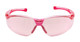 Front View of Calabria Drop Shot Unisex Men's Women's Pickleball Sunglasses Protective Glasses in Pink Crystal Frame with Pink Lens
