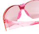 Close Up View of Calabria Drop Shot Unisex Men's Women's Pickleball Sunglasses Protective Glasses in Pink Crystal Frame with Pink Lens