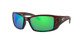 Close Up View of Costa Del Mar Blackfin Unisex Sunglass Tortoise/Polarized Green Mirror 580P 62mm Alternate 1