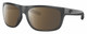 Profile View of Costa Del Mar Broadbill Designer Polarized Sunglasses with Custom Cut Amber Brown Lenses in Matte Gray Black Unisex Square Full Rim Acetate 61 mm