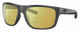 Profile View of Costa Del Mar Broadbill Designer Polarized Reading Sunglasses with Custom Cut Powered Sun Flower Yellow Lenses in Matte Gray Black Unisex Square Full Rim Acetate 61 mm