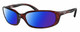 Profile View of Costa Del Mar Brine Designer Polarized Sunglasses with Custom Cut Blue Mirror Lenses in Brown Tortoise Havana Black Unisex Oval Full Rim Acetate 59 mm