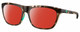 Profile View of Costa Del Mar Cheeca Designer Polarized Sunglasses with Custom Cut Red Mirror Lenses in Matte Brown Gray Shadow Tortoise Havana Turquoise Ladies Panthos Full Rim Acetate 57 mm