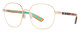 Profile View of Costa Del Mar Egret Designer Reading Eye Glasses in Shiny Gold Brown Tortoise Havana Turquoise Ladies Round Full Rim Metal 55 mm