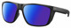 Profile View of Costa Del Mar Ferg XL Designer Polarized Reading Sunglasses with Custom Cut Powered Blue Mirror Lenses in Matte Black Unisex Panthos Full Rim Acetate 62 mm