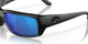 Top View of Costa Del Mar Fantail Unisex Sunglasses in Black/Polarized Blue Mirror 580G 59mm