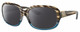 Profile View of Costa Del Mar Gannet Designer Polarized Sunglasses with Custom Cut Smoke Grey Lenses in Shiny Brown Clear Blue Crystal Wahoo Gold Ladies Square Full Rim Acetate 58 mm