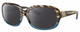 Profile View of Costa Del Mar Gannet Designer Polarized Reading Sunglasses with Custom Cut Powered Smoke Grey Lenses in Shiny Brown Clear Blue Crystal Wahoo Gold Ladies Square Full Rim Acetate 58 mm