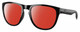 Profile View of Costa Del Mar Irie Designer Polarized Sunglasses with Custom Cut Red Mirror Lenses in Shiny Black Unisex Panthos Full Rim Acetate 55 mm