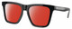 Profile View of Costa Del Mar Keramas Designer Polarized Sunglasses with Custom Cut Red Mirror Lenses in Shiny Black Silver Unisex Square Full Rim Acetate 54 mm