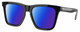 Profile View of Costa Del Mar Keramas Designer Polarized Reading Sunglasses with Custom Cut Powered Blue Mirror Lenses in Shiny Black Silver Unisex Square Full Rim Acetate 54 mm