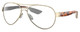 Profile View of Costa Del Mar Loreto Designer Blue Light Blocking Eyeglasses in Rose Gold Auburn Brown Tortoise Havana Beige Ladies Pilot Full Rim Metal 56 mm
