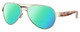 Profile View of Costa Del Mar Loreto Designer Polarized Reading Sunglasses with Custom Cut Powered Green Mirror Lenses in Rose Gold Auburn Brown Tortoise Havana Beige Ladies Pilot Full Rim Metal 56 mm