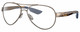 Profile View of Costa Del Mar Loreto Designer Reading Eye Glasses with Custom Cut Powered Lenses in Golden Pearl Brown Tortoise Havana Crystal Blue Ladies Pilot Full Rim Metal 56 mm