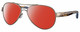 Profile View of Costa Del Mar Loreto Designer Polarized Sunglasses with Custom Cut Red Mirror Lenses in Golden Pearl Brown Tortoise Havana Crystal Blue Ladies Pilot Full Rim Metal 56 mm