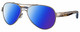 Profile View of Costa Del Mar Loreto Designer Polarized Sunglasses with Custom Cut Blue Mirror Lenses in Golden Pearl Brown Tortoise Havana Crystal Blue Ladies Pilot Full Rim Metal 56 mm