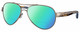 Profile View of Costa Del Mar Loreto Designer Polarized Reading Sunglasses with Custom Cut Powered Green Mirror Lenses in Golden Pearl Brown Tortoise Havana Crystal Blue Ladies Pilot Full Rim Metal 56 mm