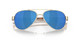 Close Up View of Costa Del Mar Loreto Womens Sunglasses Rose Gold/Polarized Blue Mirror 580P 56mm