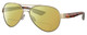 Profile View of Costa Del Mar Loreto Designer Polarized Reading Sunglasses with Custom Cut Powered Sun Flower Yellow Lenses in Brushed Gold Brown Tortoise Havana Greige Ladies Pilot Full Rim Metal 56 mm