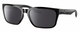 Profile View of Costa Del Mar Palmas Designer Polarized Sunglasses with Custom Cut Smoke Grey Lenses in Shiny Black Ladies Rectangular Full Rim Acetate 57 mm