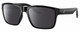 Profile View of Costa Del Mar Paunch Designer Polarized Sunglasses with Custom Cut Smoke Grey Lenses in Shiny Black Unisex Square Full Rim Acetate 57 mm