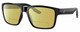 Profile View of Costa Del Mar Paunch Designer Polarized Reading Sunglasses with Custom Cut Powered Sun Flower Yellow Lenses in Shiny Black Unisex Square Full Rim Acetate 57 mm