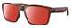 Profile View of Costa Del Mar Paunch Designer Polarized Sunglasses with Custom Cut Red Mirror Lenses in Amber Brown Tortoise Havana Unisex Square Full Rim Acetate 57 mm