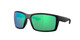 Close Up View of Costa Del Mar Reefton Unisex Sunglass in Black/Polarized Green Mirror 580G 64 mm Alternate 1