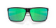 Close Up View of Costa Del Mar Rincon Unisex Sunglasses in Black/Polarized Green Mirror 580G 63mm