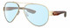 Profile View of Costa Del Mar South Point Designer Blue Light Blocking Eyeglasses in Brushed Gold Brown Tortoise Havana Unisex Pilot Full Rim Metal 59 mm