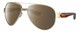 Profile View of Costa Del Mar South Point Designer Polarized Sunglasses with Custom Cut Amber Brown Lenses in Brushed Gold Brown Tortoise Havana Unisex Pilot Full Rim Metal 59 mm