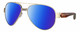 Profile View of Costa Del Mar South Point Designer Polarized Sunglasses with Custom Cut Blue Mirror Lenses in Brushed Gold Brown Tortoise Havana Unisex Pilot Full Rim Metal 59 mm