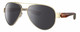 Profile View of Costa Del Mar South Point Designer Polarized Sunglasses with Custom Cut Smoke Grey Lenses in Brushed Gold Brown Tortoise Havana Unisex Pilot Full Rim Metal 59 mm