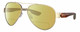 Profile View of Costa Del Mar South Point Designer Polarized Reading Sunglasses with Custom Cut Powered Sun Flower Yellow Lenses in Brushed Gold Brown Tortoise Havana Unisex Pilot Full Rim Metal 59 mm