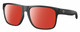 Profile View of Costa Del Mar Spearo XL Designer Polarized Sunglasses with Custom Cut Red Mirror Lenses in Matte Black Unisex Square Full Rim Acetate 59 mm