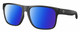 Profile View of Costa Del Mar Spearo XL Designer Polarized Sunglasses with Custom Cut Blue Mirror Lenses in Matte Black Unisex Square Full Rim Acetate 59 mm