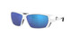 Close Up View of Costa Del Mar Tuna Alley Unisex Sunglasses White/Polarized Blue Mirror 580G 62mm Alternate 1