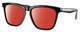 Profile View of Costa Del Mar Ulu Designer Polarized Sunglasses with Custom Cut Red Mirror Lenses in Gloss Black Silver Unisex Cat Eye Full Rim Acetate 56 mm