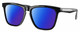 Profile View of Costa Del Mar Ulu Designer Polarized Reading Sunglasses with Custom Cut Powered Blue Mirror Lenses in Gloss Black Silver Unisex Cat Eye Full Rim Acetate 56 mm