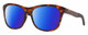 Profile View of Costa Del Mar Vela Designer Polarized Sunglasses with Custom Cut Blue Mirror Lenses in Shiny Amber Brown Tortoise Havana Black Unisex Cat Eye Full Rim Acetate 56 mm