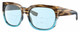 Profile View of Costa Del Mar Waterwoman II Designer Progressive Lens Blue Light Blocking Eyeglasses in Shiny Brown Beige Blue Clear Crystal Wahoo Ladies Cat Eye Full Rim Acetate 58 mm