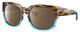 Profile View of Costa Del Mar Waterwoman II Designer Polarized Sunglasses with Custom Cut Amber Brown Lenses in Shiny Brown Beige Blue Clear Crystal Wahoo Ladies Cat Eye Full Rim Acetate 58 mm
