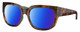 Profile View of Costa Del Mar Waterwoman Designer Polarized Sunglasses with Custom Cut Blue Mirror Lenses in Shiny Palm Brown Teal Green Tortoise Havana Ladies Cat Eye Full Rim Acetate 55 mm