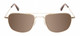 Front View of American Optical Checkmate Unisex Designer Pilot Sunglass Gold Amber/Brown 56 mm